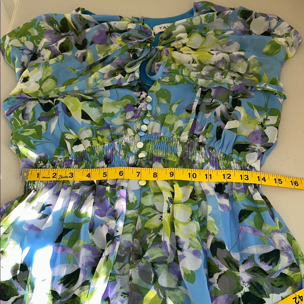 Taylor Floral Long Sleeve Dress in Blue and Green - Picture 9 of 15